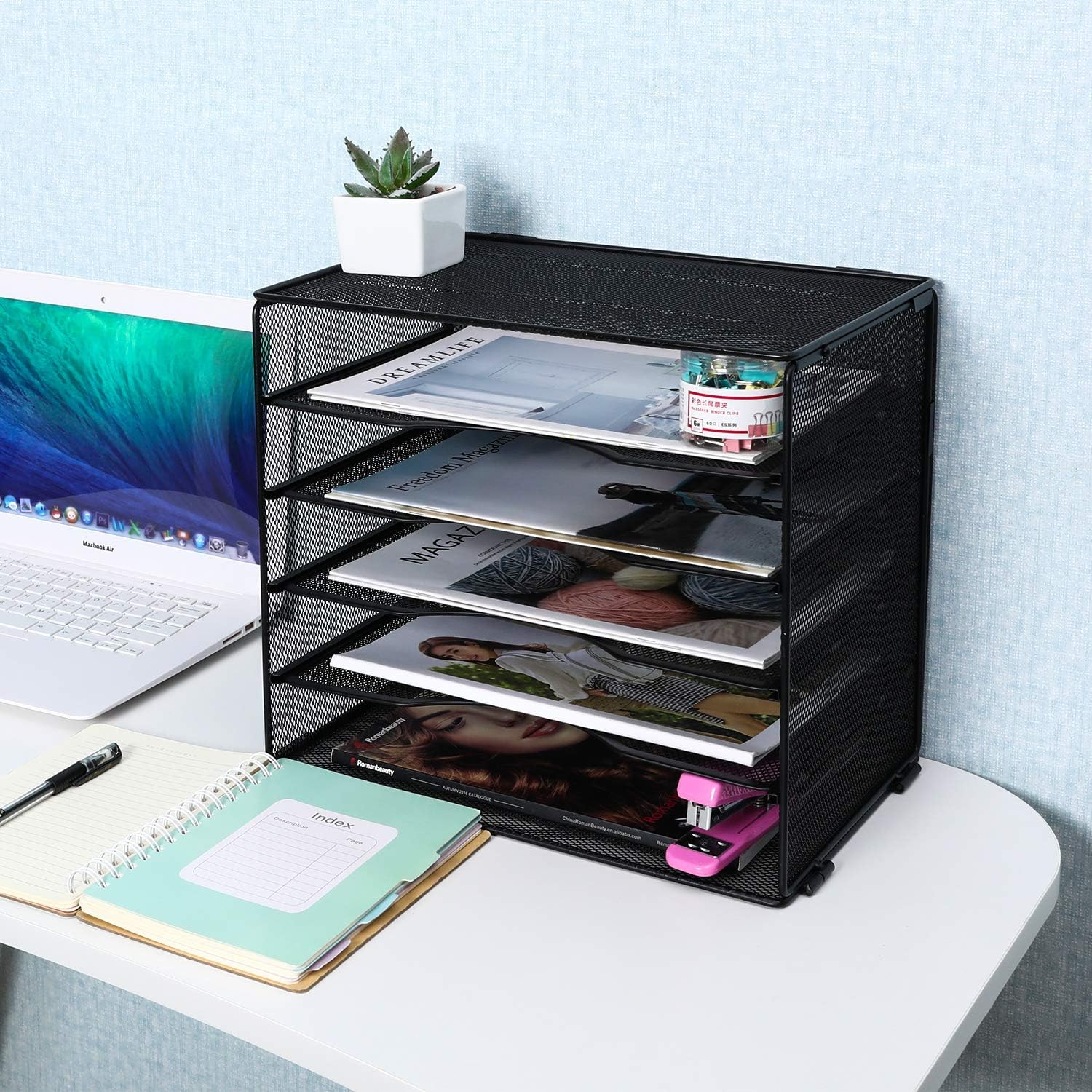 EasyPAG Desk Organizers and Accessories 5 Slot Desktop File Organizer Letter Sorter Literature Paper Tray | Screws Free Design,Black - Image 7